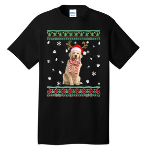 Ugly Sweater Christmas Golden Retriever Dog Santa Reindeer Tall T-Shirt