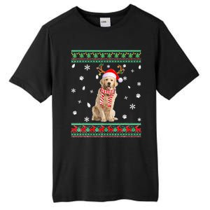 Ugly Sweater Christmas Golden Retriever Dog Santa Reindeer Tall Fusion ChromaSoft Performance T-Shirt