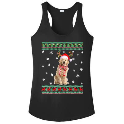 Ugly Sweater Christmas Golden Retriever Dog Santa Reindeer Ladies PosiCharge Competitor Racerback Tank