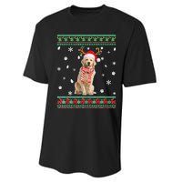 Ugly Sweater Christmas Golden Retriever Dog Santa Reindeer Performance Sprint T-Shirt