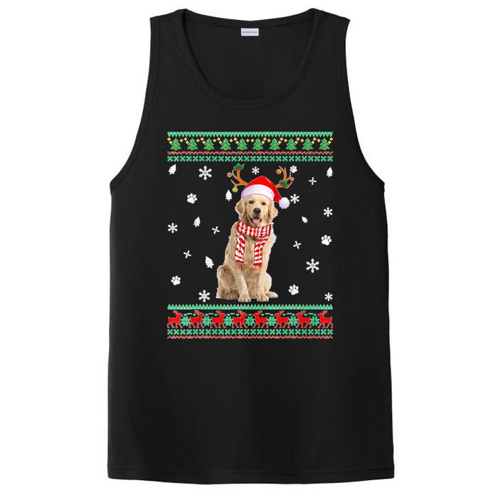 Ugly Sweater Christmas Golden Retriever Dog Santa Reindeer PosiCharge Competitor Tank