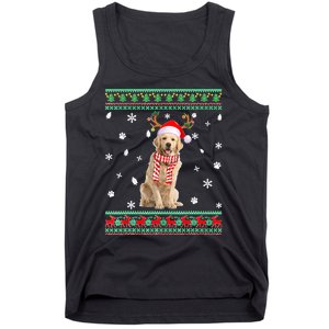 Ugly Sweater Christmas Golden Retriever Dog Santa Reindeer Tank Top