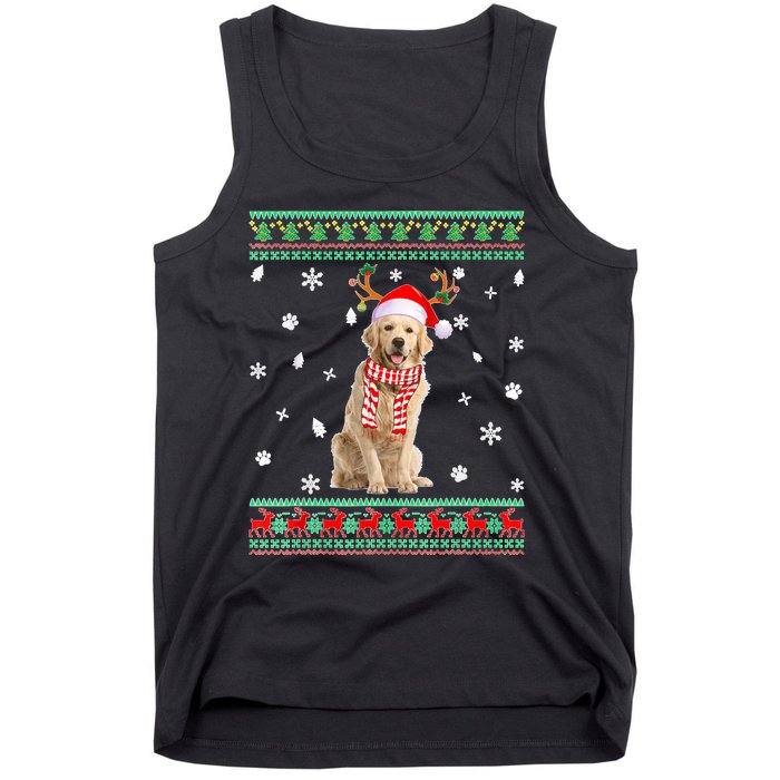 Ugly Sweater Christmas Golden Retriever Dog Santa Reindeer Tank Top