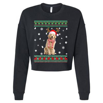 Ugly Sweater Christmas Golden Retriever Dog Santa Reindeer Cropped Pullover Crew