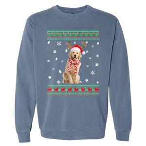 Ugly Sweater Christmas Golden Retriever Dog Santa Reindeer Garment-Dyed Sweatshirt