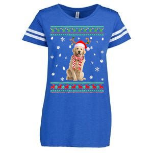 Ugly Sweater Christmas Golden Retriever Dog Santa Reindeer Enza Ladies Jersey Football T-Shirt