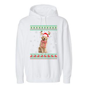 Ugly Sweater Christmas Golden Retriever Dog Santa Reindeer Garment-Dyed Fleece Hoodie