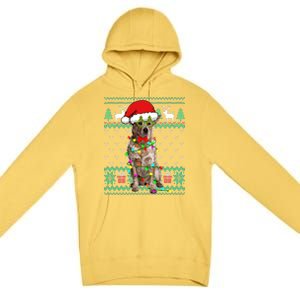 Ugly Sweater Christmas Lights Australian Cattle Dog Puppy Long Sleeve Premium Pullover Hoodie