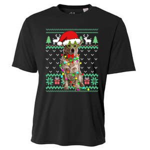 Ugly Sweater Christmas Lights Australian Cattle Dog Puppy Long Sleeve Cooling Performance Crew T-Shirt