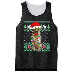 Ugly Sweater Christmas Lights Australian Cattle Dog Puppy Long Sleeve Mesh Reversible Basketball Jersey Tank