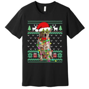 Ugly Sweater Christmas Lights Australian Cattle Dog Puppy Long Sleeve Premium T-Shirt