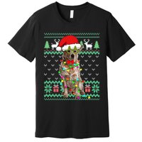 Ugly Sweater Christmas Lights Australian Cattle Dog Puppy Long Sleeve Premium T-Shirt