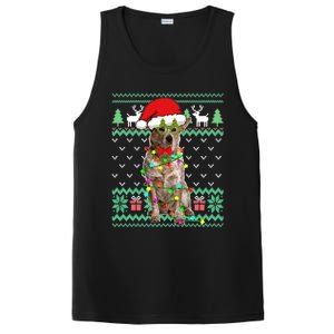 Ugly Sweater Christmas Lights Australian Cattle Dog Puppy Long Sleeve PosiCharge Competitor Tank