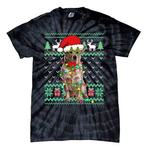 Ugly Sweater Christmas Lights Australian Cattle Dog Puppy Long Sleeve Tie-Dye T-Shirt