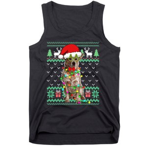 Ugly Sweater Christmas Lights Australian Cattle Dog Puppy Long Sleeve Tank Top