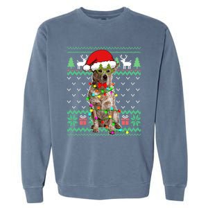 Ugly Sweater Christmas Lights Australian Cattle Dog Puppy Long Sleeve Garment-Dyed Sweatshirt