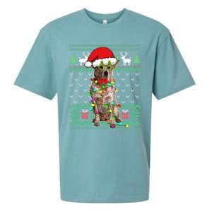 Ugly Sweater Christmas Lights Australian Cattle Dog Puppy Long Sleeve Sueded Cloud Jersey T-Shirt