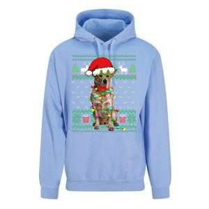 Ugly Sweater Christmas Lights Australian Cattle Dog Puppy Long Sleeve Unisex Surf Hoodie