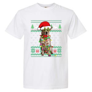 Ugly Sweater Christmas Lights Australian Cattle Dog Puppy Long Sleeve Garment-Dyed Heavyweight T-Shirt