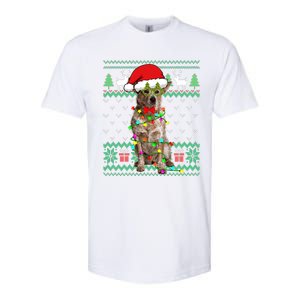 Ugly Sweater Christmas Lights Australian Cattle Dog Puppy Long Sleeve Softstyle CVC T-Shirt