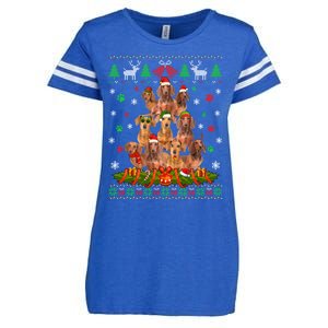 Ugly Sweater Christmas Tree Dachshund Dog Xmas Pajama Gift Enza Ladies Jersey Football T-Shirt