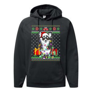 Ugly Sweater Christmas Lights Chihuahua Dog Puppy Lover Performance Fleece Hoodie