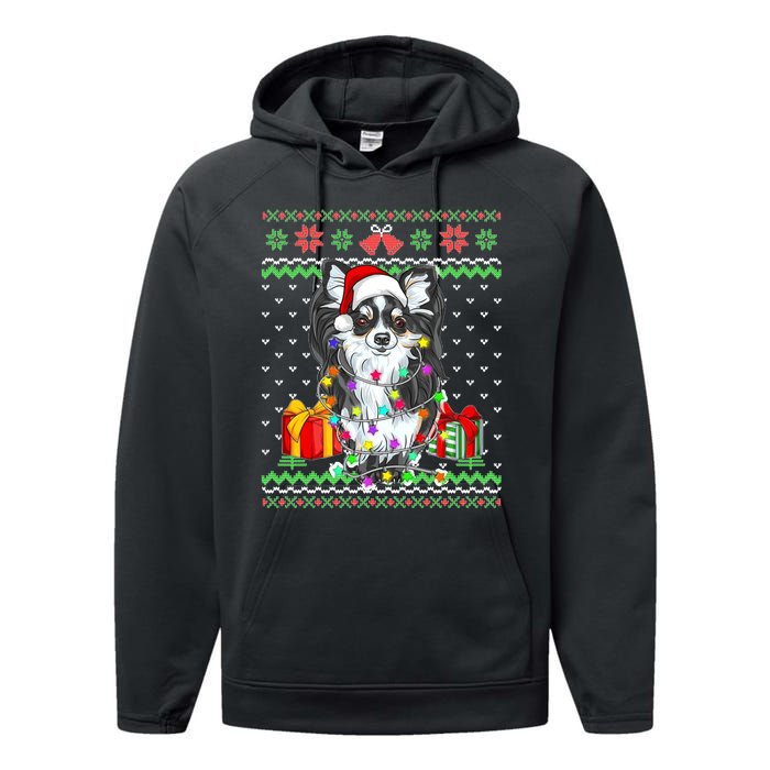 Ugly Sweater Christmas Lights Chihuahua Dog Puppy Lover Performance Fleece Hoodie