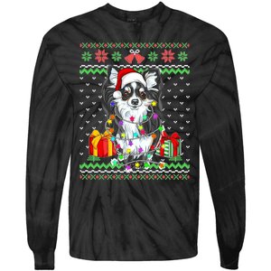 Ugly Sweater Christmas Lights Chihuahua Dog Puppy Lover Tie-Dye Long Sleeve Shirt