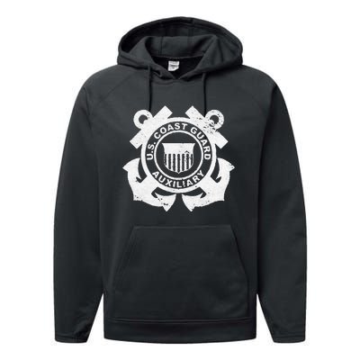 UNITED STATES COAST GUARD AUXILIARY USCG USCGA FLAG Performance Fleece Hoodie