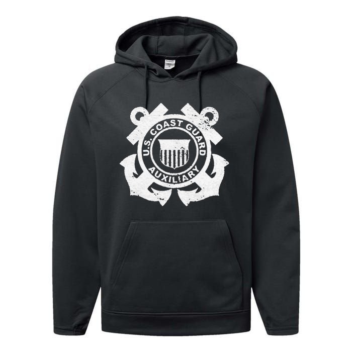 UNITED STATES COAST GUARD AUXILIARY USCG USCGA FLAG Performance Fleece Hoodie