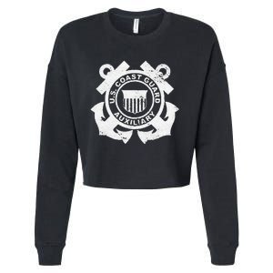 UNITED STATES COAST GUARD AUXILIARY USCG USCGA FLAG Cropped Pullover Crew