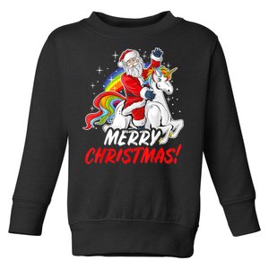 Unicorn Santa Claus Christmas Holiday Toddler Sweatshirt