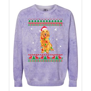 Ugly Sweater Christmas Lights Golden Retriever Dog Lover Colorblast Crewneck Sweatshirt