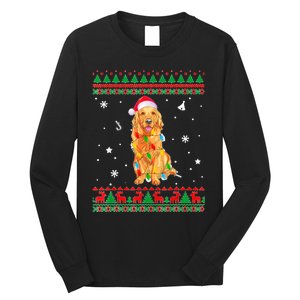 Ugly Sweater Christmas Lights Golden Retriever Dog Lover Long Sleeve Shirt