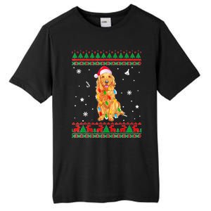 Ugly Sweater Christmas Lights Golden Retriever Dog Lover Tall Fusion ChromaSoft Performance T-Shirt