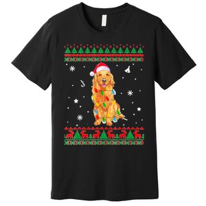 Ugly Sweater Christmas Lights Golden Retriever Dog Lover Premium T-Shirt