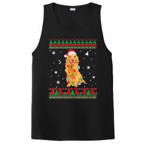 Ugly Sweater Christmas Lights Golden Retriever Dog Lover PosiCharge Competitor Tank