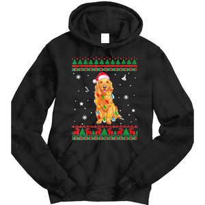 Ugly Sweater Christmas Lights Golden Retriever Dog Lover Tie Dye Hoodie