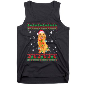 Ugly Sweater Christmas Lights Golden Retriever Dog Lover Tank Top