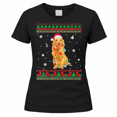 Ugly Sweater Christmas Lights Golden Retriever Dog Lover Women's T-Shirt