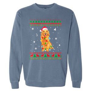 Ugly Sweater Christmas Lights Golden Retriever Dog Lover Garment-Dyed Sweatshirt