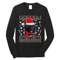 Ugly Sweater Christmas Schipperke Dog Santa Hat Pajama Xmas Long Sleeve Shirt