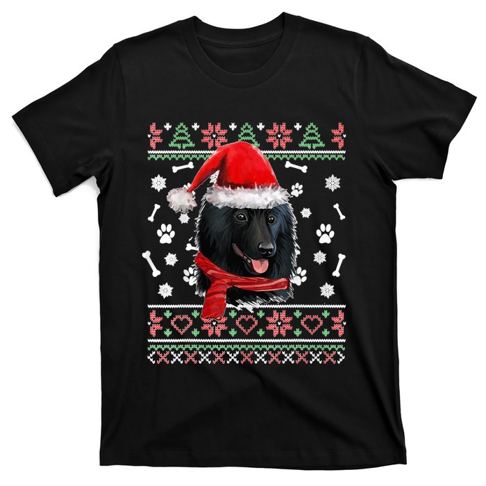 Ugly Sweater Christmas Schipperke Dog Santa Hat Pajama Xmas T-Shirt