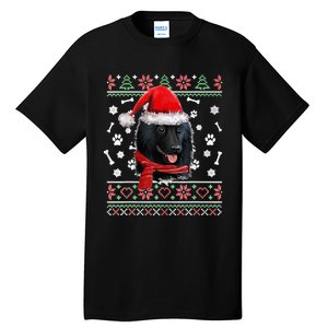 Ugly Sweater Christmas Schipperke Dog Santa Hat Pajama Xmas Tall T-Shirt