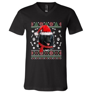 Ugly Sweater Christmas Schipperke Dog Santa Hat Pajama Xmas V-Neck T-Shirt