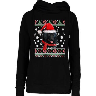 Ugly Sweater Christmas Schipperke Dog Santa Hat Pajama Xmas Womens Funnel Neck Pullover Hood