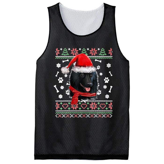 Ugly Sweater Christmas Schipperke Dog Santa Hat Pajama Xmas Mesh Reversible Basketball Jersey Tank