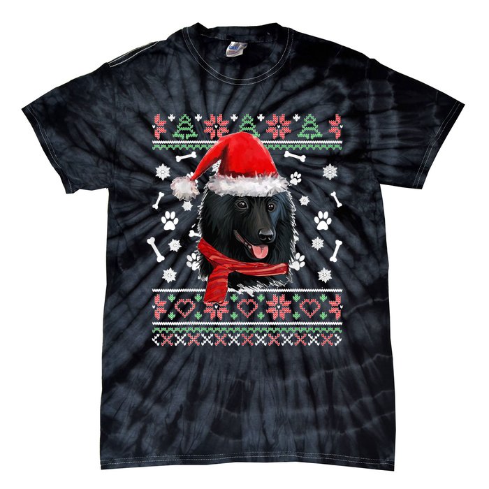 Ugly Sweater Christmas Schipperke Dog Santa Hat Pajama Xmas Tie-Dye T-Shirt