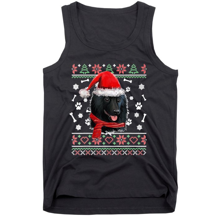 Ugly Sweater Christmas Schipperke Dog Santa Hat Pajama Xmas Tank Top