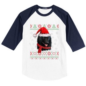 Ugly Sweater Christmas Schipperke Dog Santa Hat Pajama Xmas Baseball Sleeve Shirt